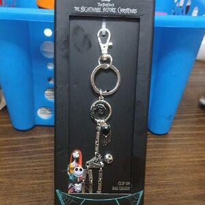 Nightmare Before Christmas Clip-On Bag Charm Or Keychain - Silver NIB
